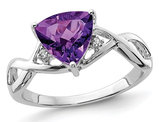 Solitaire Trillion Amethyst Ring 1.70 Carat (ctw) in Rhodium Plated Sterling Silver